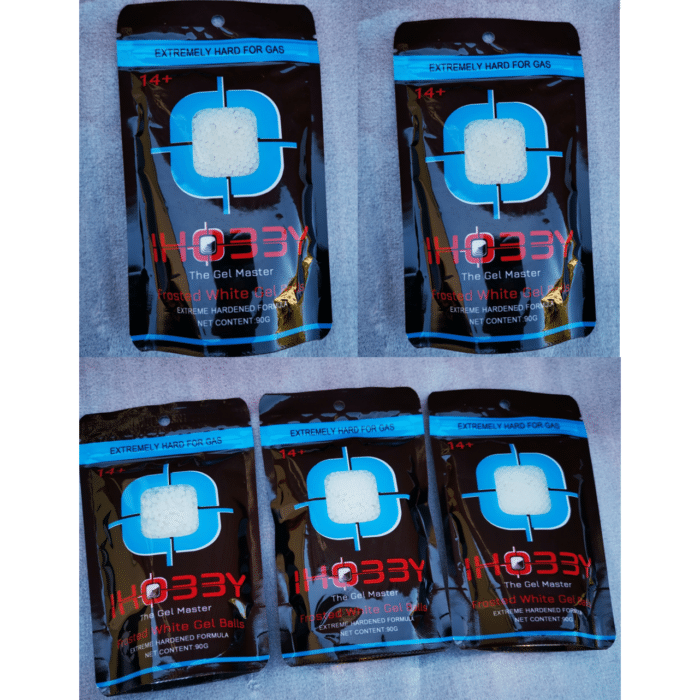 5 PACKS OF IHOBBY FROSTED WHITE GEL BALLS EXTREMELY HARD FOR GAS POWERED GEL BLASTERS (BLUE PACK)