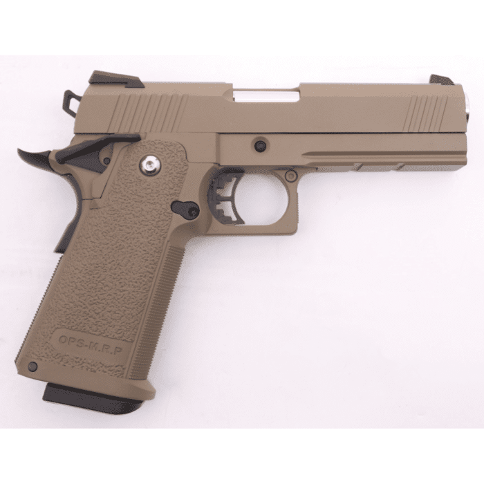 GOLDEN EAGLE 3303T REPLIQUE PISTOLET BILLE OPS M.RP HI CAPA 4.3 VERSION GAS/CO2 BLOWBACK FULL METAL GEL BLASTER (Colour: Tan) - iHobby Online