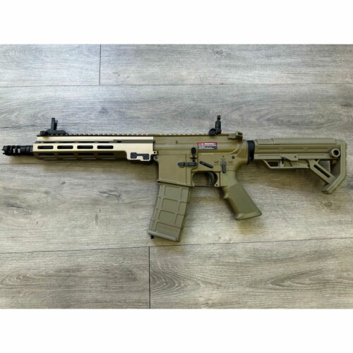GOLDEN EAGLE MC6595MT MK16 9" M-LOK FULL METAL GEL BLASTER GREEN GAS POWERED GAS BLOWBACK RIFLE (Colour: TAN)
