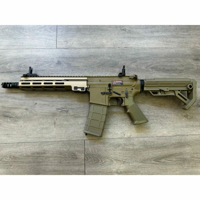 GOLDEN EAGLE MC6595MT MK16 9" M-LOK FULL METAL GEL BLASTER GREEN GAS POWERED GAS BLOWBACK RIFLE (Colour: TAN)