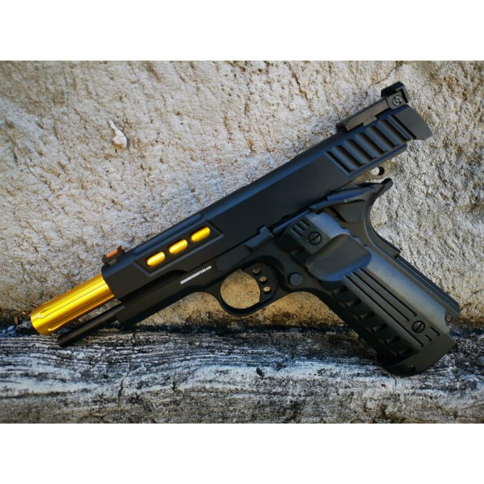 GOLDEN EAGLE 3368 1911 GEL BLASTER Hi-Capa 5.1 VERSION GAS/CO2 POWERED BLOWBACK CUSTOM NEGRO/DORADO - iHobby Online