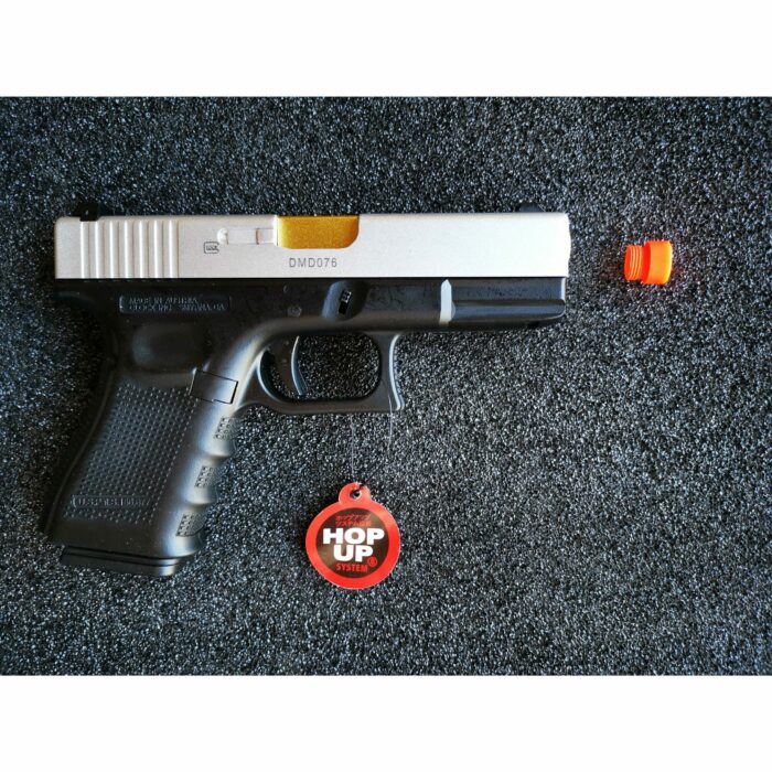 DOUBLE BELL Glock 19 GEN4 Gas Blowback Gel Blaster Full Engraving Resin Frame Edition Green Gas Version (Silver slides) - iHobby Online