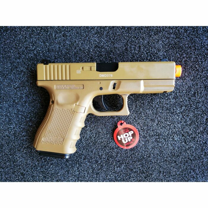 DOUBLE BELL Glock 19 GEN4 Gas Blowback Gel Blaster Full Engraving Resin Frame Edition Green Gas Version (Tan) - iHobby Online