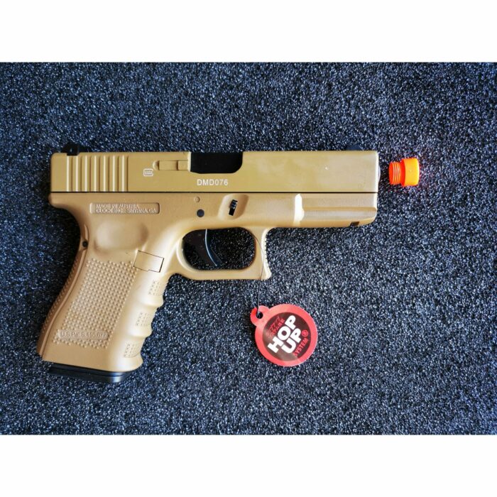 DOUBLE BELL Glock 19 GEN4 Gas Blowback Gel Blaster Full Engraving Resin Frame Edition Green Gas Version (Tan) - iHobby Online