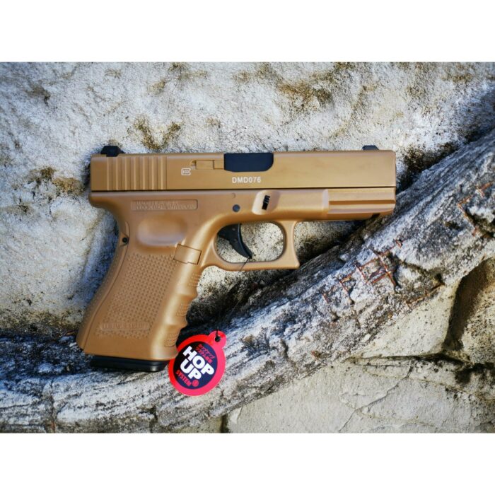 DOUBLE BELL Glock 19 GEN4 Gas Blowback Gel Blaster Full Engraving Resin Frame Edition Green Gas Version (Tan) - iHobby Online