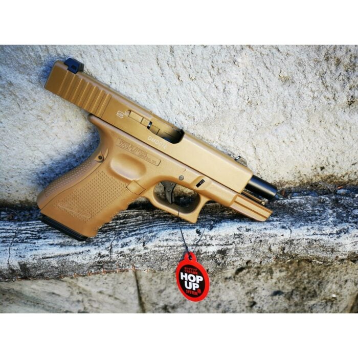 DOUBLE BELL Glock 19 GEN4 Gas Blowback Gel Blaster Full Engraving Resin Frame Edition Green Gas Version (Tan) - iHobby Online