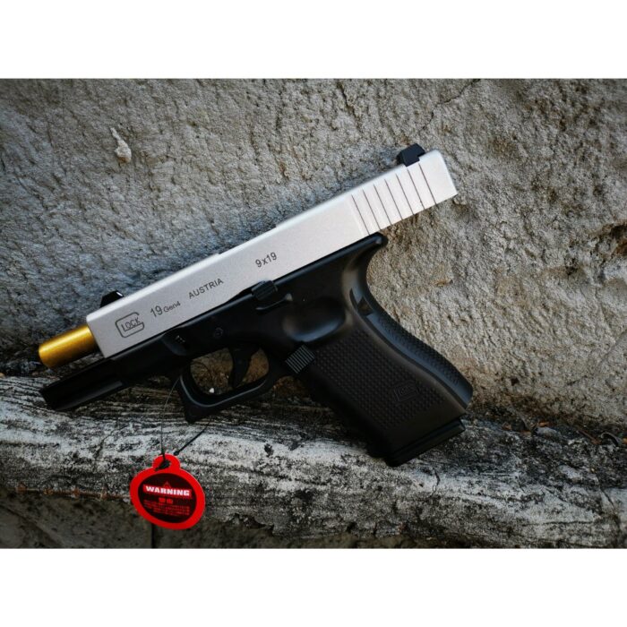 DOUBLE BELL Glock 19 GEN4 Gas Blowback Gel Blaster Full Engraving Resin Frame Edition Green Gas Version (Silver slides) - iHobby Online