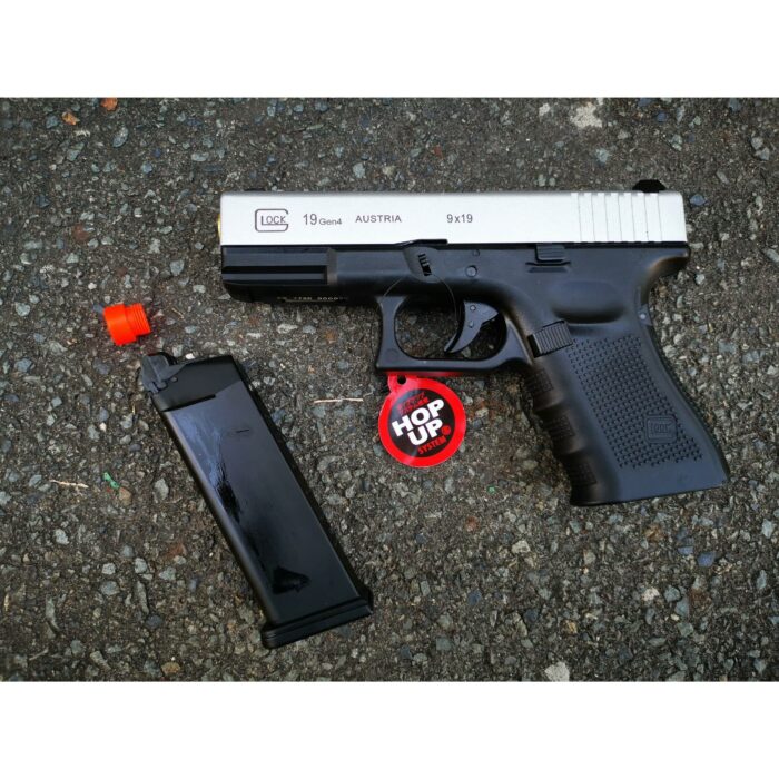 DOUBLE BELL Glock 19 GEN4 Gas Blowback Gel Blaster Full Engraving Resin Frame Edition Green Gas Version (Silver slides) - iHobby Online