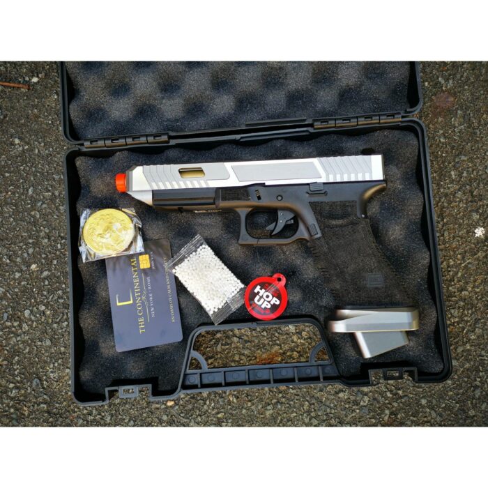 VIP Version - DOUBLE BELL Glock 34 TTI Type John Wick2 Combat Master Custom Gas Blowback Gel Blaster Silver Resin Frame Green Gas Version - iHobby Online
