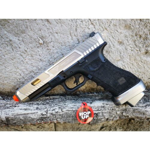 Double Bell Glock 34 TTI Style JW John Wick Pistol With Wood Case GBB Gel Blaster(silver slide) - iHobby Online
