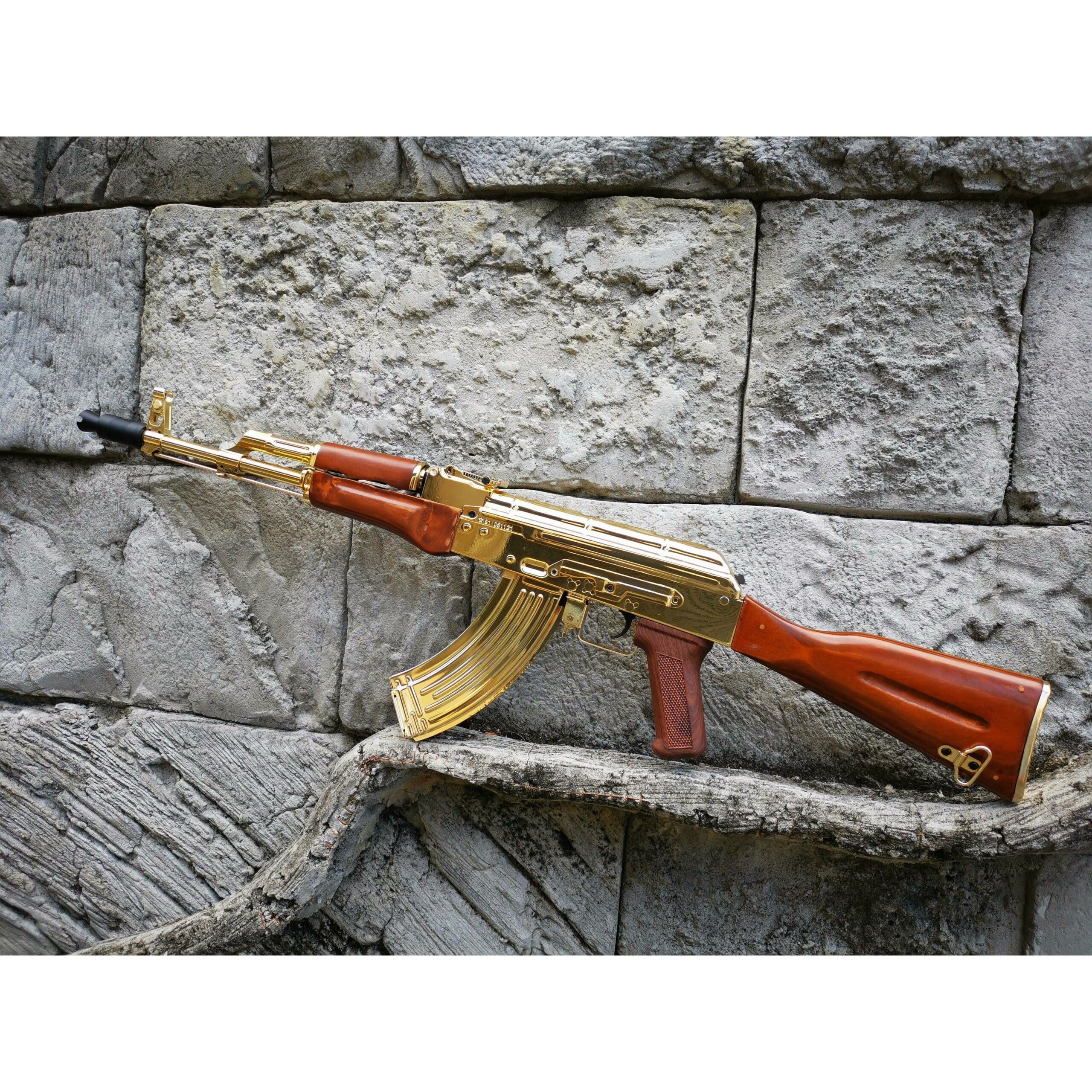 DOUBLE BELL GOLDED AK-47 METAL GEL BLASTER REAL WOOD CLASSIC VERSION - iHobby Online