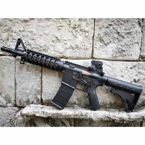 GOLDEN EAGLE MC6624M M4 CQB FULL METAL GAS POWERED GEL BLASTER GREEN GAS BLOWBACK RIFLE (Colour: Black)