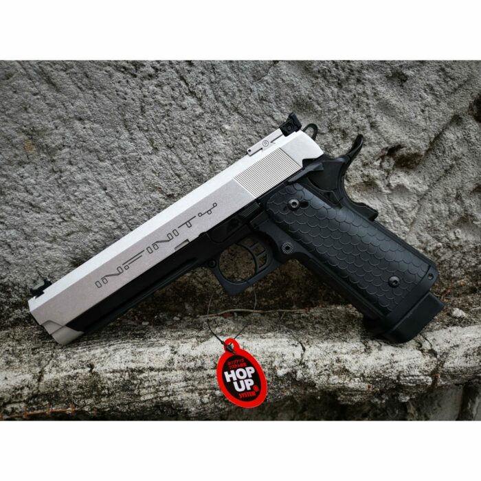 DOUBLE BELL INFINITY 795Y HI-CAPA 5.1 Gel blaster Gas POWERED Blowback (Black with Silver) - Image 2