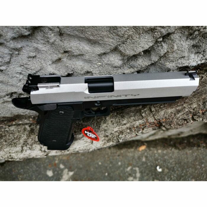 DOUBLE BELL INFINITY 795Y HI-CAPA 5.1 Gel blaster Gas POWERED Blowback (Black with Silver) - Image 4