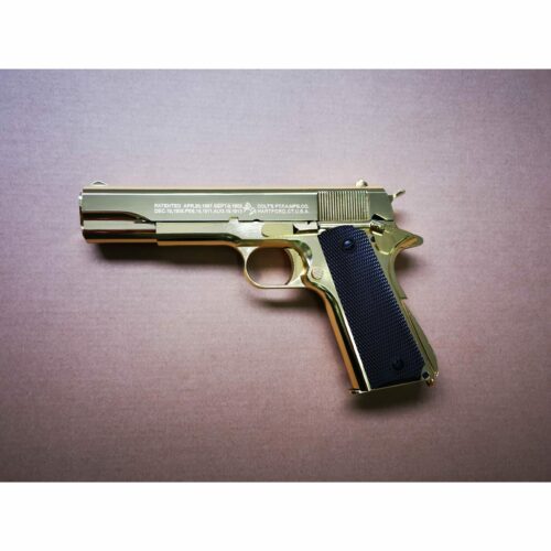 GOLDEN EAGLE 3305GD GM1911 GEL BLASTER GREEN GAS POWERED GAS BLOWBACK (Golden Chrome With Marking)