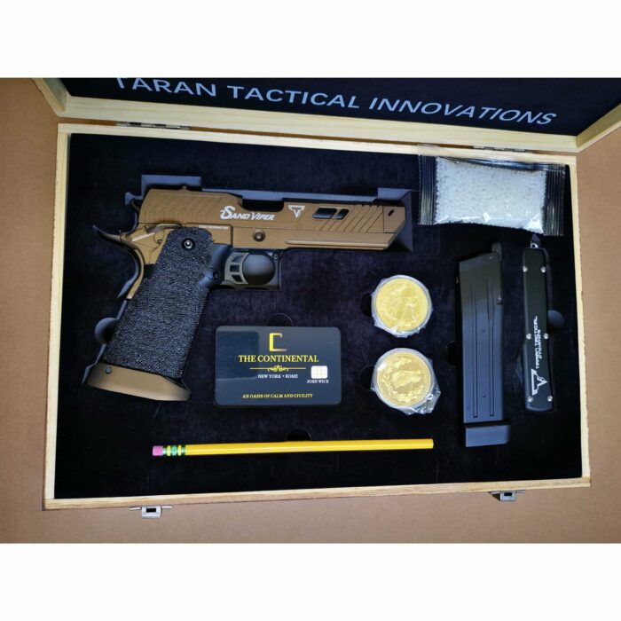 TTI SAND VIPER Style John Wick Pistol With Wood Case Hi-Capa GBB Gel Blaster (G3355+)