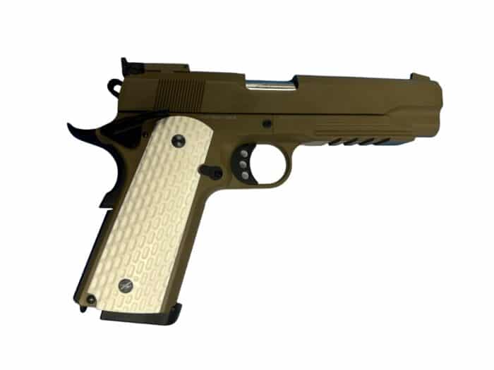 GOLDEN EAGLE 1911 DESERT WARRIOR FULL METAL GEL BLASTER GREEN GAS POWERED Hi-Capa 5.1 VERSION GAS BLOWBACK (Colour: Tan) - Image 3
