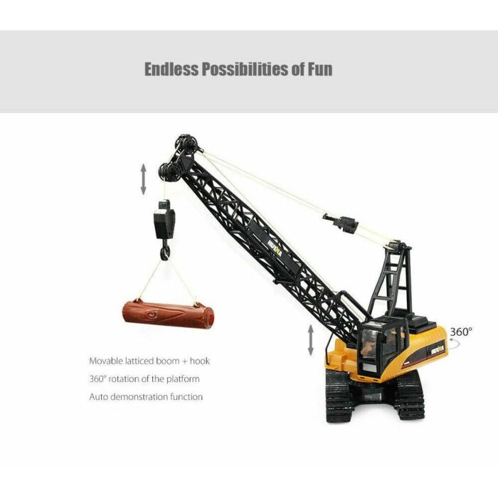 AU Stock HUINA 1572 15-Channel 2.4G 1:14 RC Alloy Crane Truck Auto Demonstration