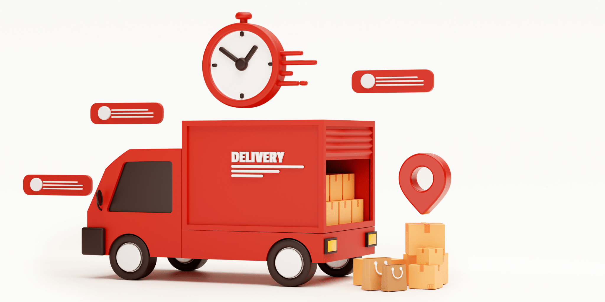 Red delivery car deliver express Shipping fast delivery truck